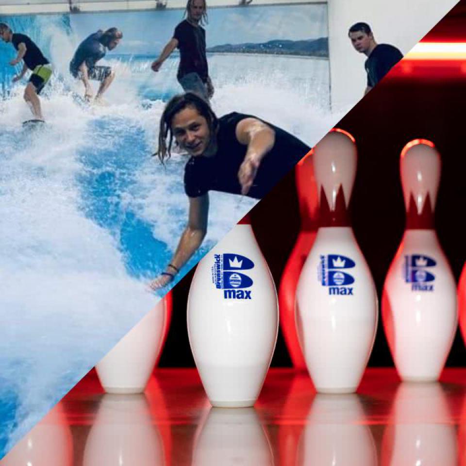 area 53 antwerpen 1 uur bowlen + 30 min surfen (6 pers)